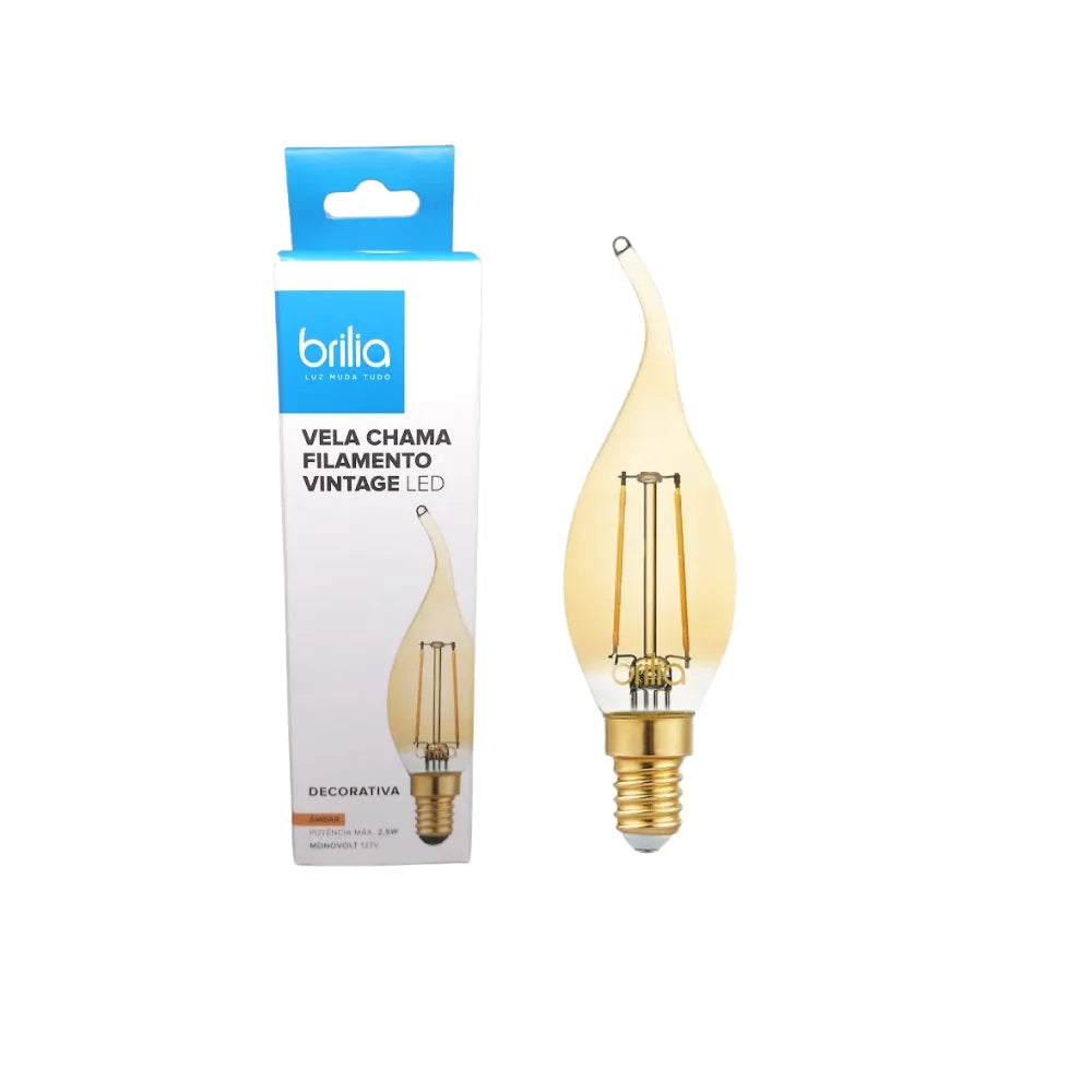 Lâmpada Led Vela Chama Vintage E14 2400k 2,5w 220v